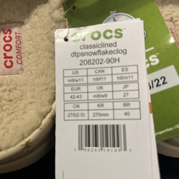 Disney Parks CROCS 2022 Mickey Christmas Holiday Fleece Lined Adult 9M 11W NEW main image 7